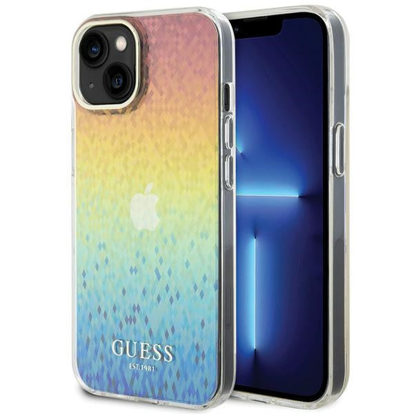 Guess IML Faceted Mirror dėklas iPhone 15 – spalvotas