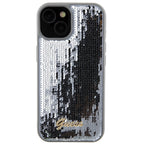 Guess Sequin Script Metal dėklas iPhone 15 – sidabrinis