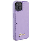 Guess Sequin Script Metal dėklas iPhone 15 – violetinis