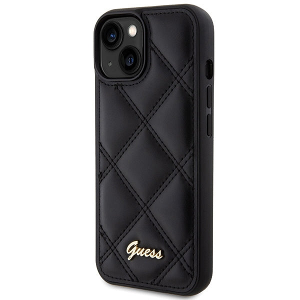 Guess dėklas iPhone 15 – juodas, eko oda