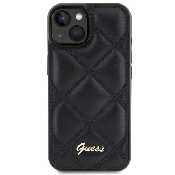 Guess dėklas iPhone 15 – juodas, eko oda