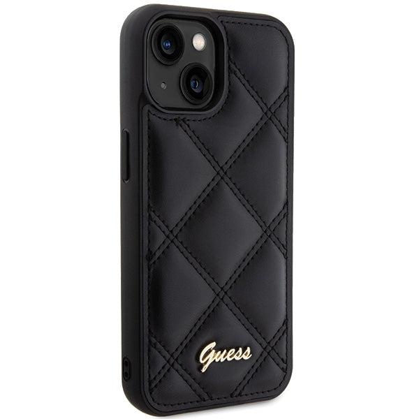 Guess dėklas iPhone 15 – juodas, eko oda