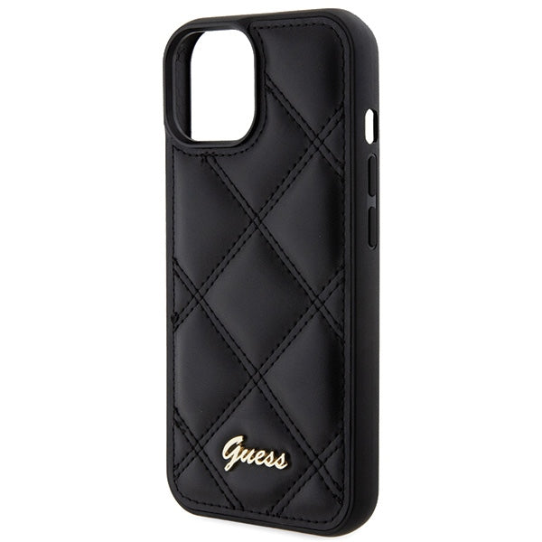 Guess dėklas iPhone 15 – juodas, eko oda