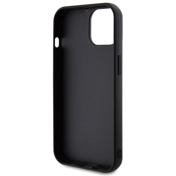 Guess dėklas iPhone 15 – juodas, eko oda