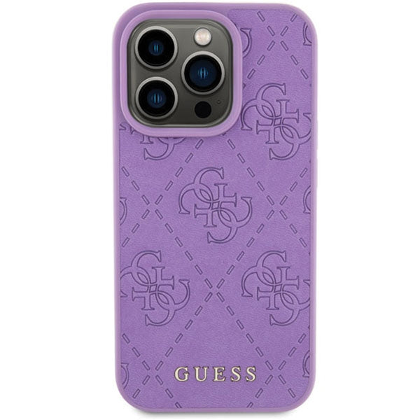 Guess Leather 4G dėklas iPhone 15 Pro Max – violetinis