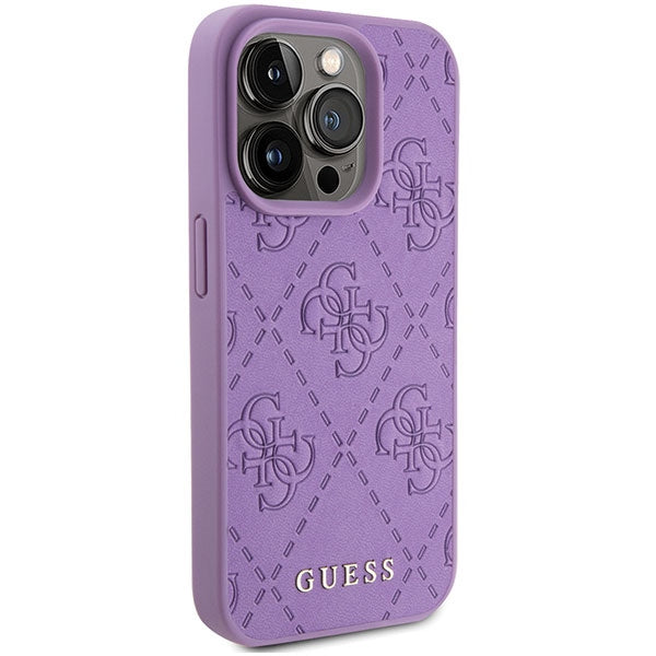 Guess Leather 4G dėklas iPhone 15 Pro Max – violetinis