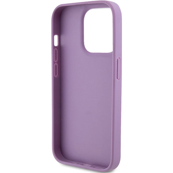 Guess Leather 4G dėklas iPhone 15 Pro Max – violetinis