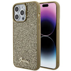 Guess dėklas iPhone 15 Pro Max – auksinis