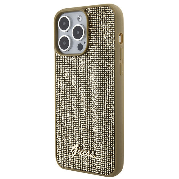 Guess dėklas iPhone 15 Pro Max – auksinis