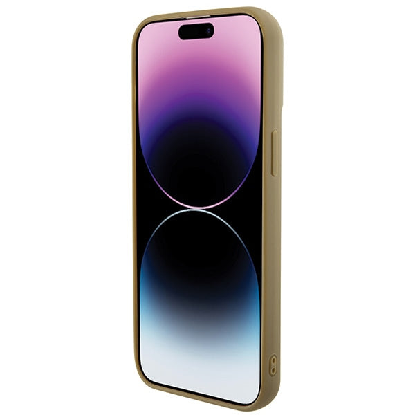 Guess dėklas iPhone 15 Pro Max – auksinis