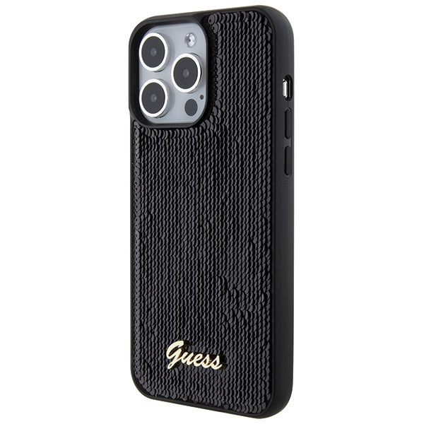Guess blizgučių dėklas iPhone 15 Pro Max – juodas