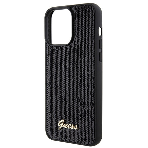Guess blizgučių dėklas iPhone 15 Pro Max – juodas