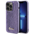 Guess blizgučių dėklas iPhone 15 Pro Max – violetinis