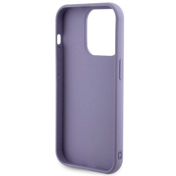 Guess blizgučių dėklas iPhone 15 Pro Max – violetinis