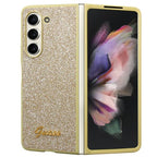 Guess Glitter Script dėklas Samsung Galaxy Z Fold5 – auksinis -- Samsung Galaxy Z Fold 5