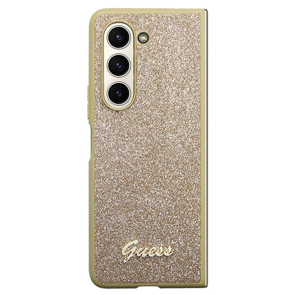 Guess Glitter Script dėklas Samsung Galaxy Z Fold5 – auksinis -- Samsung Galaxy Z Fold 5