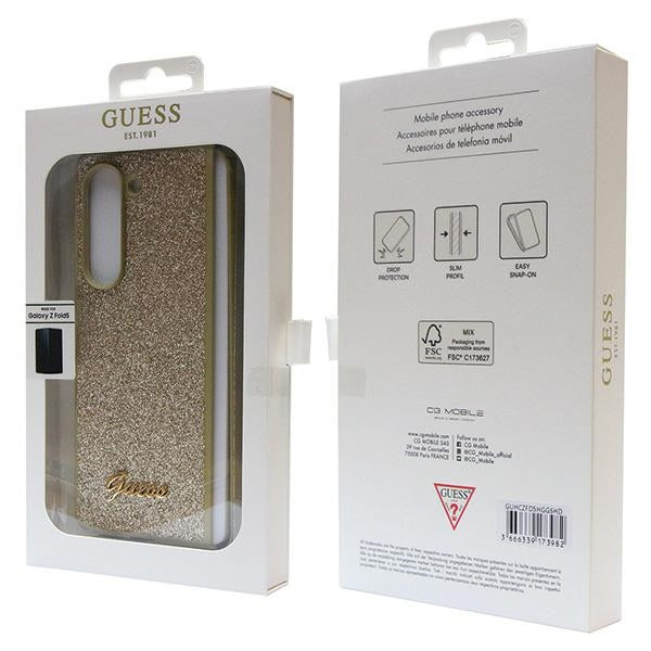 Guess Glitter Script dėklas Samsung Galaxy Z Fold5 – auksinis -- Samsung Galaxy Z Fold 5