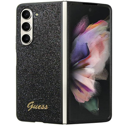 Guess Glitter Script dėklas Samsung Galaxy Z Fold5 – juodas -- Samsung Galaxy Z Fold 5