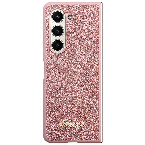 Guess Glitter Script dėklas Galaxy Z Fold5 – rožinis -- Samsung Galaxy Z Fold 5