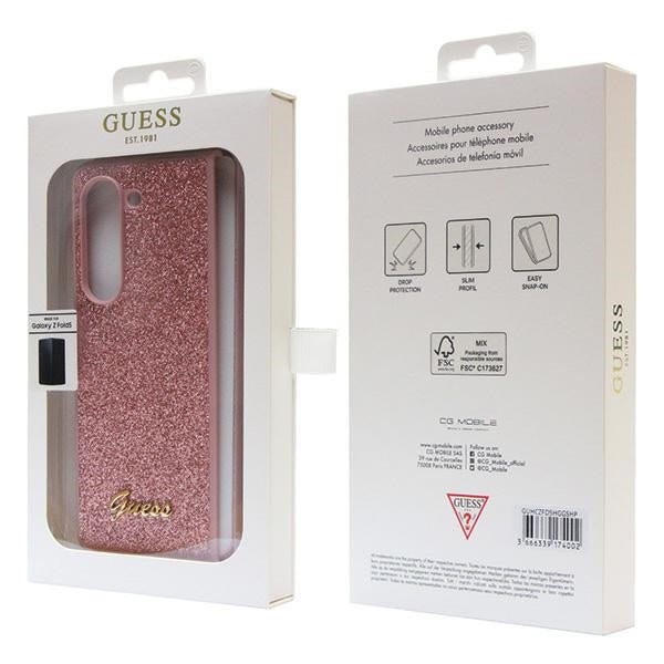 Guess Glitter Script dėklas Galaxy Z Fold5 – rožinis -- Samsung Galaxy Z Fold 5