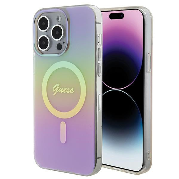 Guess IML Iridescent MagSafe dėklas iPhone 15 Pro – rožinis -- iPhone 15 Pro