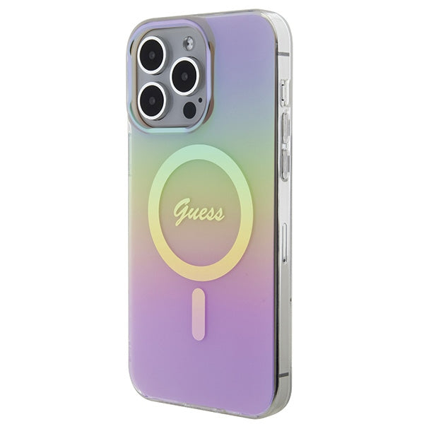 Guess IML Iridescent MagSafe dėklas iPhone 15 Pro – rožinis -- iPhone 15 Pro