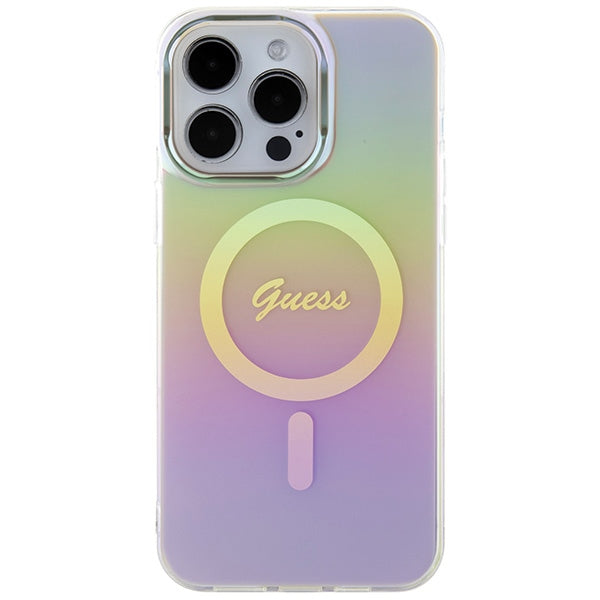 Guess IML Iridescent MagSafe dėklas iPhone 15 Pro – rožinis -- iPhone 15 Pro