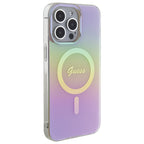 Guess IML Iridescent MagSafe dėklas iPhone 15 Pro – rožinis -- iPhone 15 Pro