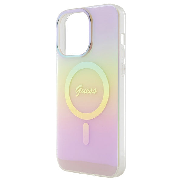 Guess IML Iridescent MagSafe dėklas iPhone 15 Pro – rožinis -- iPhone 15 Pro