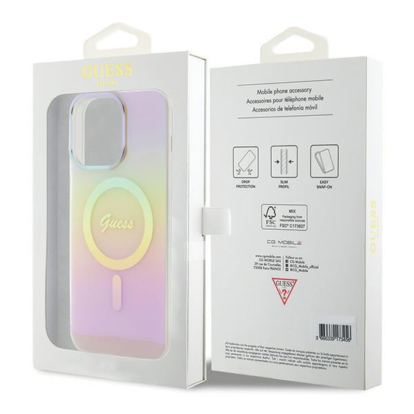 Guess IML Iridescent MagSafe dėklas iPhone 15 Pro – rožinis -- iPhone 15 Pro
