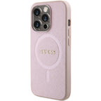 Guess Saffiano MagSafe dėklas iPhone 15 Pro – rožinis