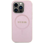Guess Saffiano MagSafe dėklas iPhone 15 Pro – rožinis