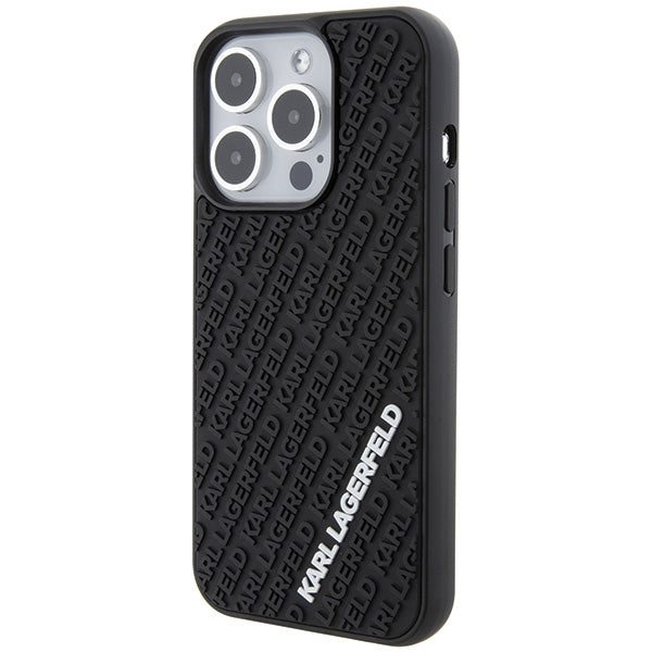 Karl Lagerfeld 3D Rubber Multi Logo dėklas iPhone 15 Pro – juodas