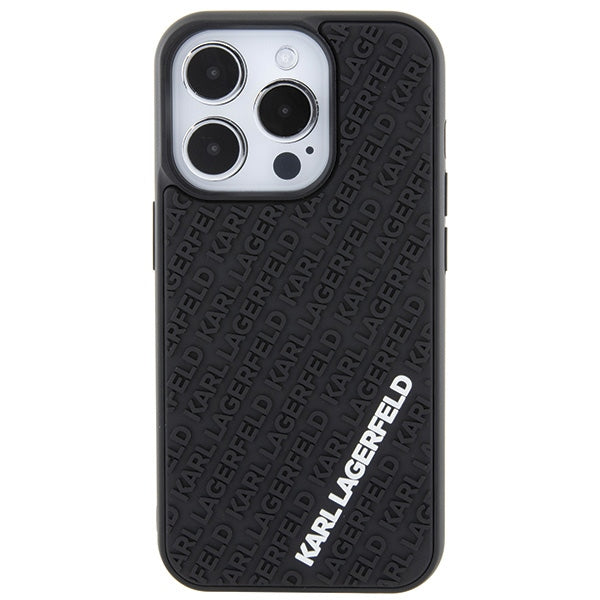 Karl Lagerfeld 3D Rubber Multi Logo dėklas iPhone 15 Pro – juodas