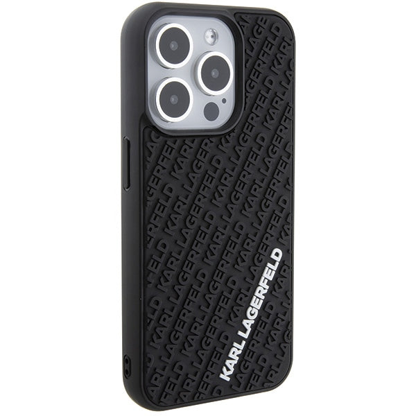 Karl Lagerfeld 3D Rubber Multi Logo dėklas iPhone 15 Pro – juodas