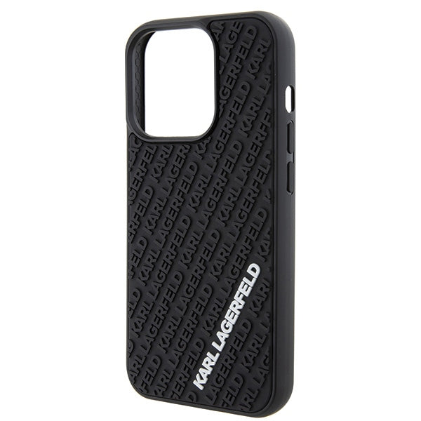 Karl Lagerfeld 3D Rubber Multi Logo dėklas iPhone 15 Pro – juodas