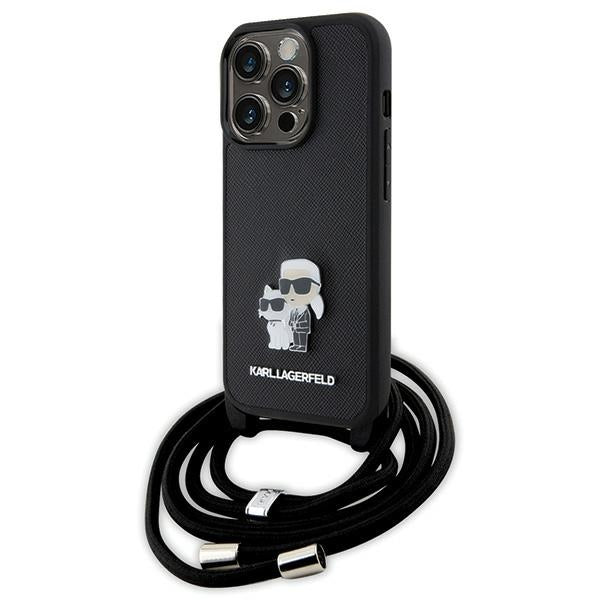 Karl Lagerfeld Crossbody dėklas iPhone 15 Pro – juodas