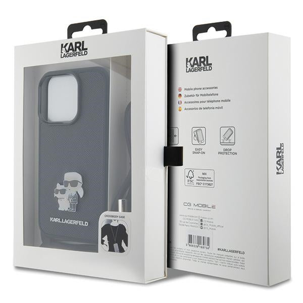 Karl Lagerfeld Crossbody dėklas iPhone 15 Pro – juodas