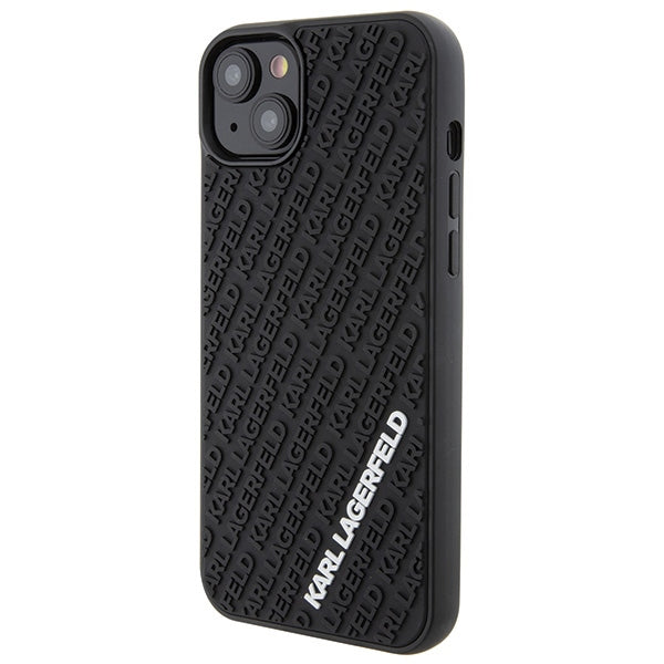 Karl Lagerfeld 3D Rubber Multi Logo dėklas iPhone 15 Plus – juodas