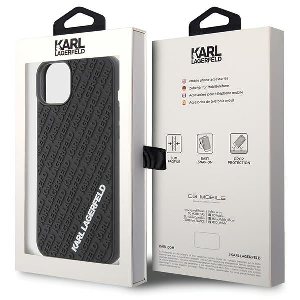 Karl Lagerfeld 3D Rubber Multi Logo dėklas iPhone 15 Plus – juodas