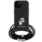 Karl Lagerfeld Crossbody Saffiano dėklas iPhone 15 Plus – juodas