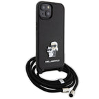 Karl Lagerfeld Crossbody Saffiano dėklas iPhone 15 Plus – juodas