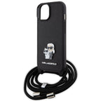 Karl Lagerfeld Crossbody Saffiano dėklas iPhone 15 Plus – juodas