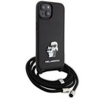 Karl Lagerfeld dėklas iPhone 15 su dirželiu – juodas