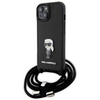 Karl Lagerfeld crossbody saffiano dėklas iPhone 15 – juodas -- iPhone 15