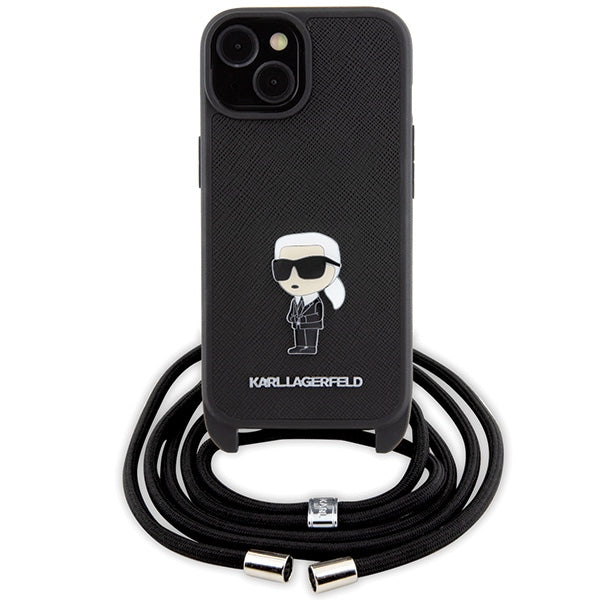 Karl Lagerfeld crossbody saffiano dėklas iPhone 15 – juodas -- iPhone 15