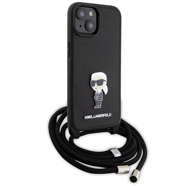 Karl Lagerfeld crossbody saffiano dėklas iPhone 15 – juodas -- iPhone 15