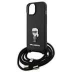 Karl Lagerfeld crossbody saffiano dėklas iPhone 15 – juodas -- iPhone 15