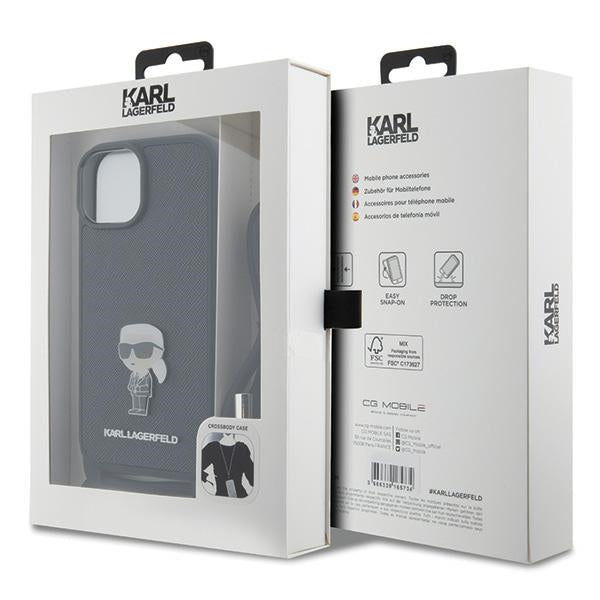 Karl Lagerfeld crossbody saffiano dėklas iPhone 15 – juodas -- iPhone 15