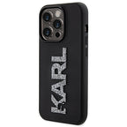 Karl Lagerfeld 3D Rubber Glitter Logo dėklas iPhone 15 Pro – juodas -- iPhone 15 Pro Max